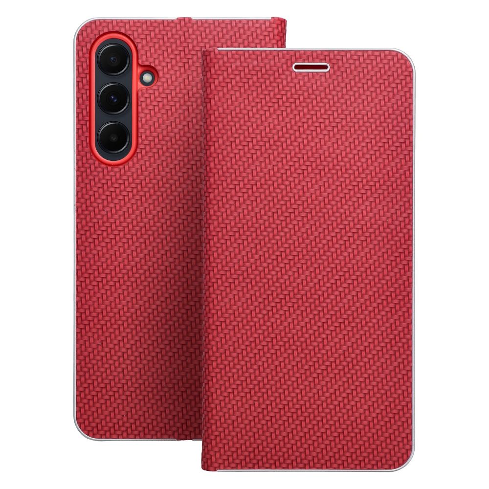 LUNA Book Carbon dėklas telefonui SAMSUNG A55 5G raudonas