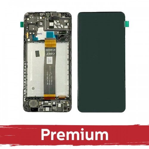 Ekranas skirtas Samsung A047 A04s juodas su rėmeliu OEM