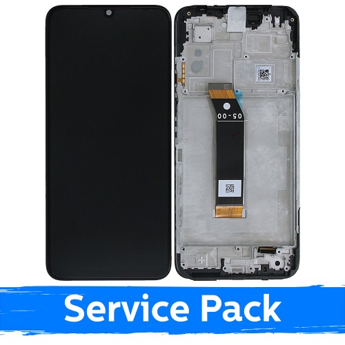 Ekranas skirtas Xiaomi Poco M4 5G / Poco M5 4G / Redmi 10 5G juodas su rėmeliu (Service Pack)