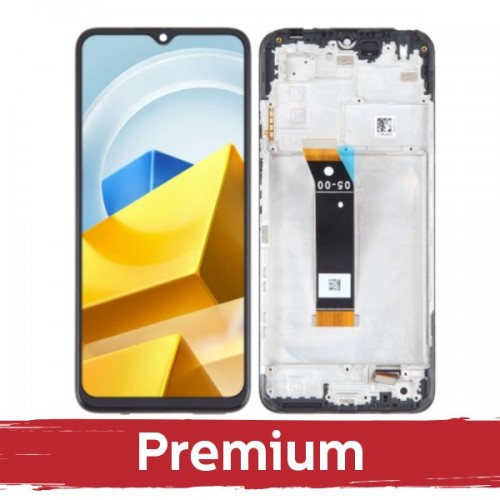 Ekranas skirtas Xiaomi Poco M4 5G / Poco M5 juodas su rėmeliu OEM