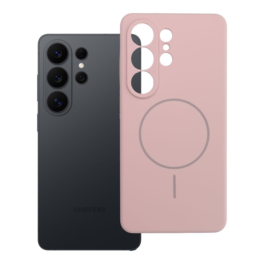 Dėklas SILIKONAS 2 mm SAMSUNG S26 Ultra, suderinamas su MagSafe, smėlio rožinės spalvos