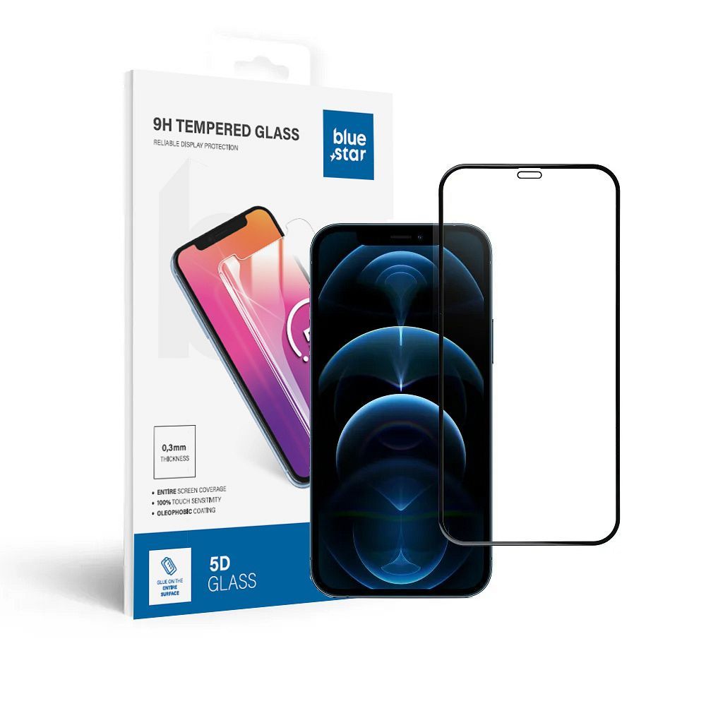 Apsauginis stiklas Blue Star - APP IPHONE 12/12 Pro 5D pilnas dangtis juodas