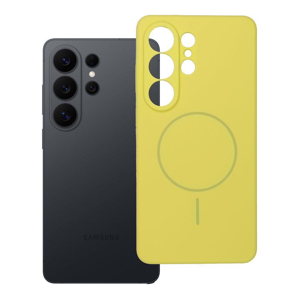 Silikoninis 2mm dėklas telefonui SAMSUNG S26 Ultra, suderinamas su MagSafe, citrininės spalvos