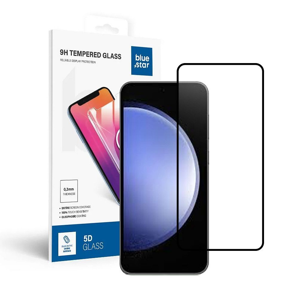Apsauginis stiklas Blue Star - SAMSUNG Galaxy S25 Visas veidas (pilnas klijavimas/dėklo draugiškas) - juodas Apsauginis stiklas Blue Star