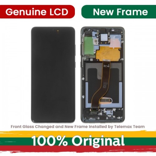 LCD ekranas Samsung G986 (G985) S20 Plus su rėmeliu, kosminis pilkas (atnaujintas: Telemax)