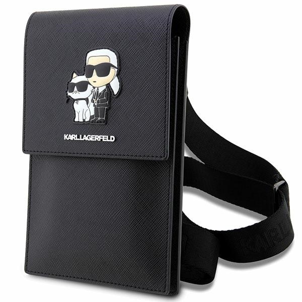 Karl Lagerfeld Rankinė KLWBSAKCPMK juoda/juoda Saffiano Karl & Choupette