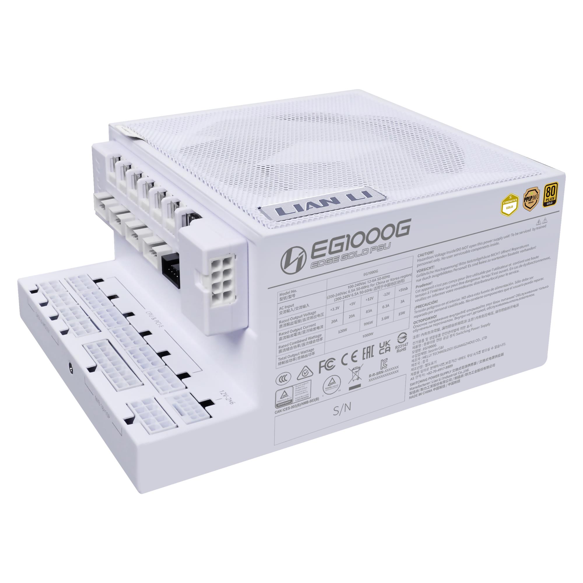 Lian Li Edge Gold 1000W maitinimo blokas 80+ Gold baltas