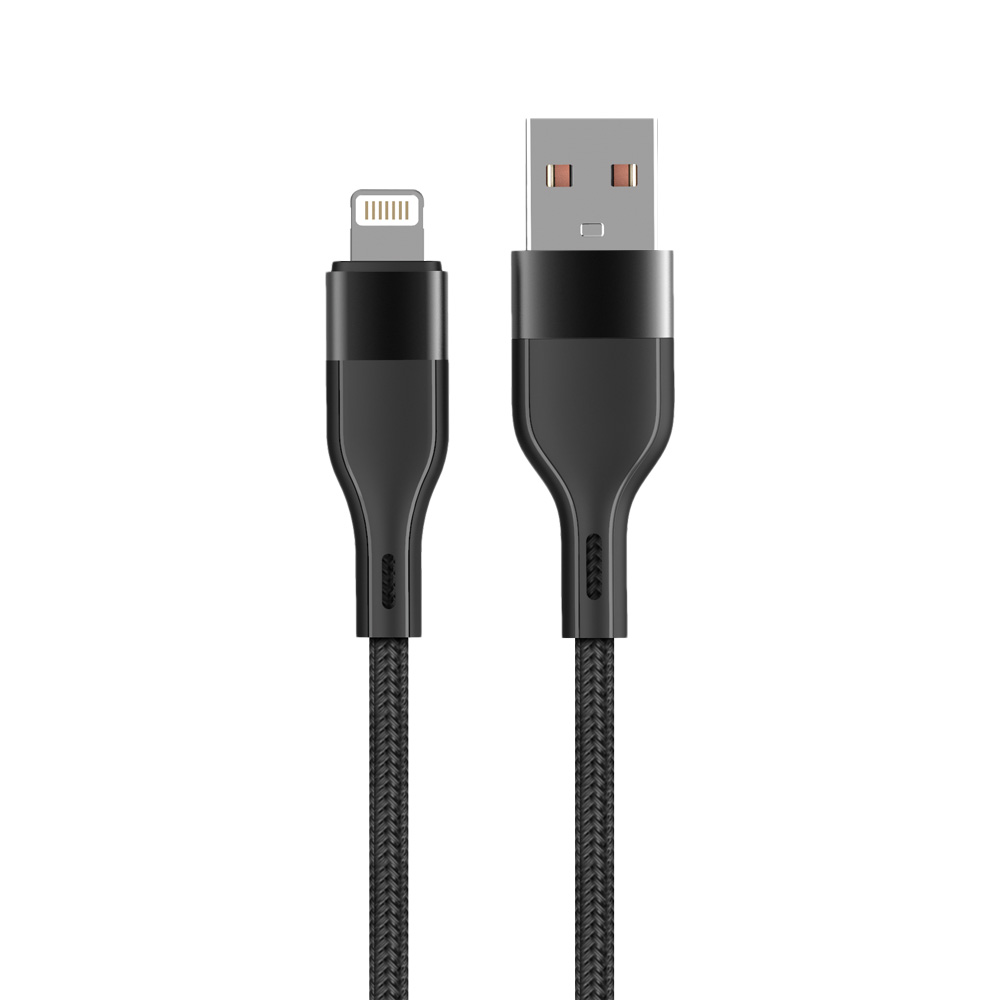 Maxlife MXUC-07 kabelis USB - Lightning 1,0 m 2,4A juodas nailonas