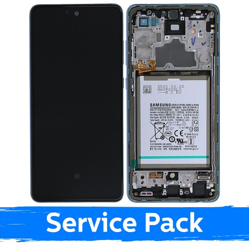 Ekranas skirtas Samsung A725 A72 su rėmeliu / Awesome Blue / (Service Pack) +INCLUDING BATTERY