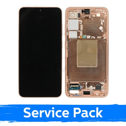 LCD ekranas Samsung S921 S24 su rėmeliu / smiltainio oranžinė / (Service Pack) + su baterija