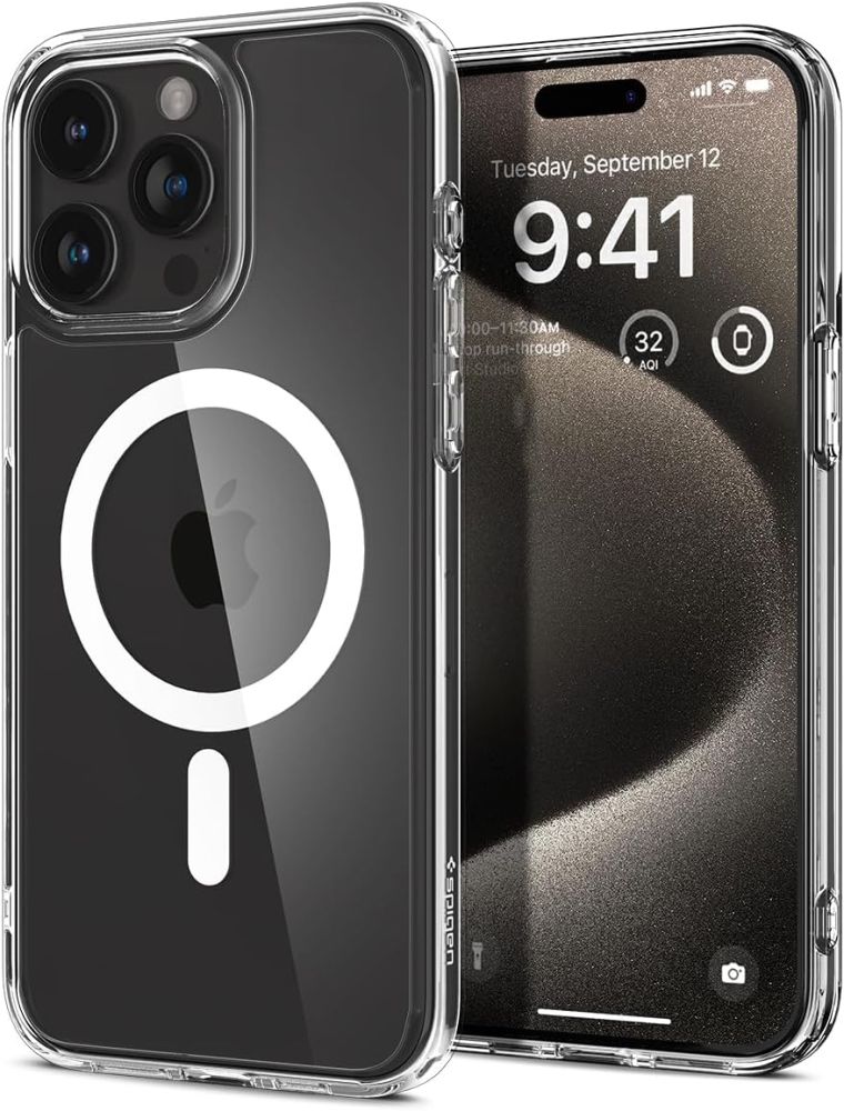 Dėklas telefonui Spigen Ultra Hybrid Magnētiskais MagSafe iPhone 15 Pro Max - baltas (m)