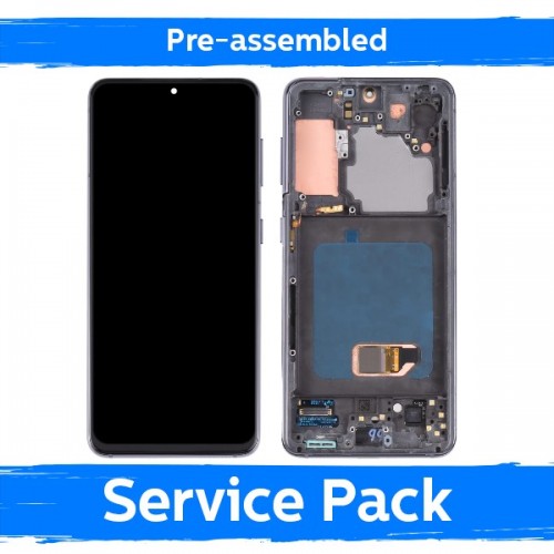 Ekranas skirtas Samsung G991 S21 su rėmeliu / Phantom Pink / (Pre-assembled Service Pack)