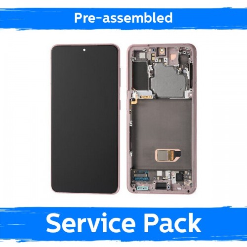 Ekranas skirtas Samsung G991 S21 su rėmeliu / Phantom Violet / (Pre-assembled Service Pack)