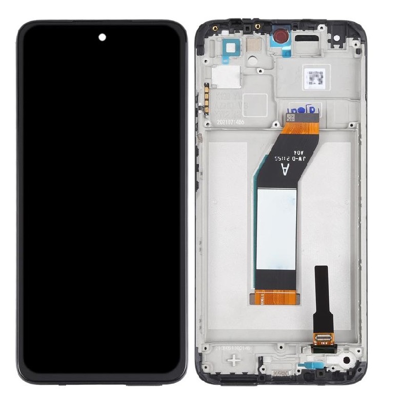 LCD ekranas Xiaomi Redmi 10 2021 su jutikliniu ekranu ir rėmeliu juodas originalus (service pack)