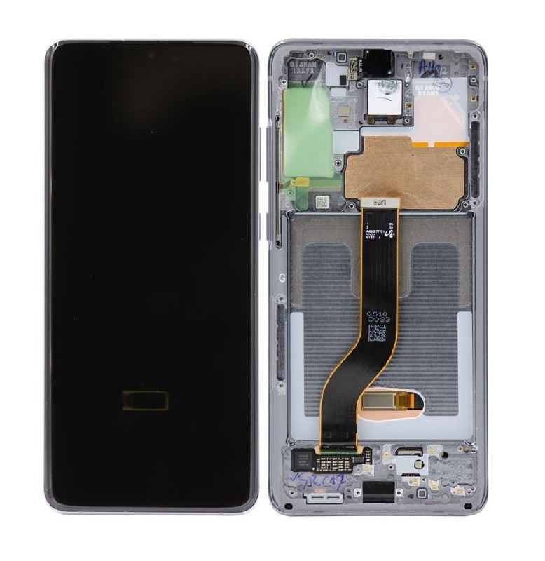 LCD ekranas Samsung G985F/G986F S20 Plus su lietimui jautriu ekranu ir rėmeliu Cosmic Grey originalus (naudotas, Grade A)