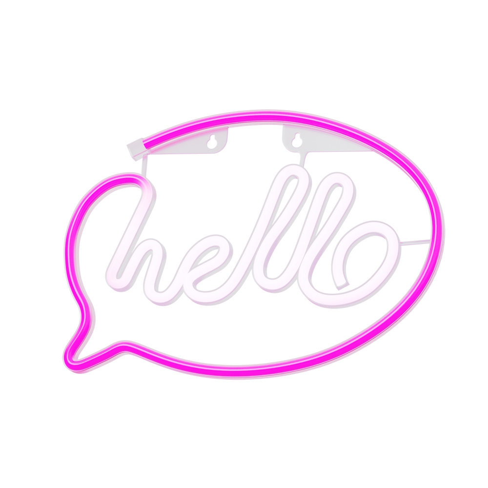 Neon LED Light HELLO rožinis baltas Bat + USB FLNE15 Forever Light