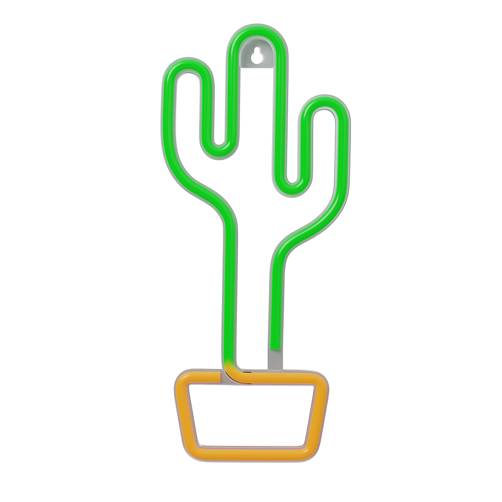 Neon LED Light CACTUS oranžinis žalias Bat + USB FLNE02 Forever Light