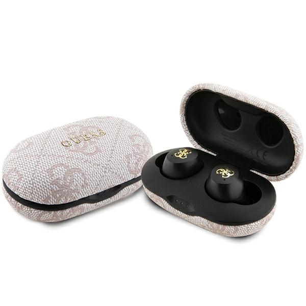 TWS Guess 4G Metal Bluetooth ausinės su ENC įkrovimo stotimi - rožinės