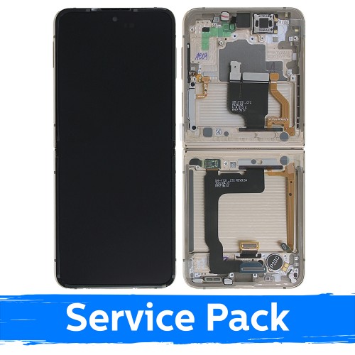 LCD ekranas Samsung F721 Z Flip4 (vidinis) su rėmeliu / geltonas / (Service Pack)