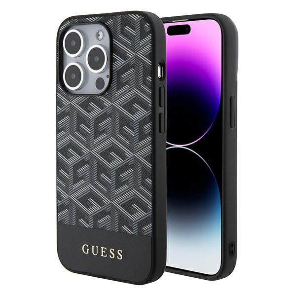 Guess GCube Stripes Magnetinis dėklas telefonui iPhone 15 Pro Max - juodas