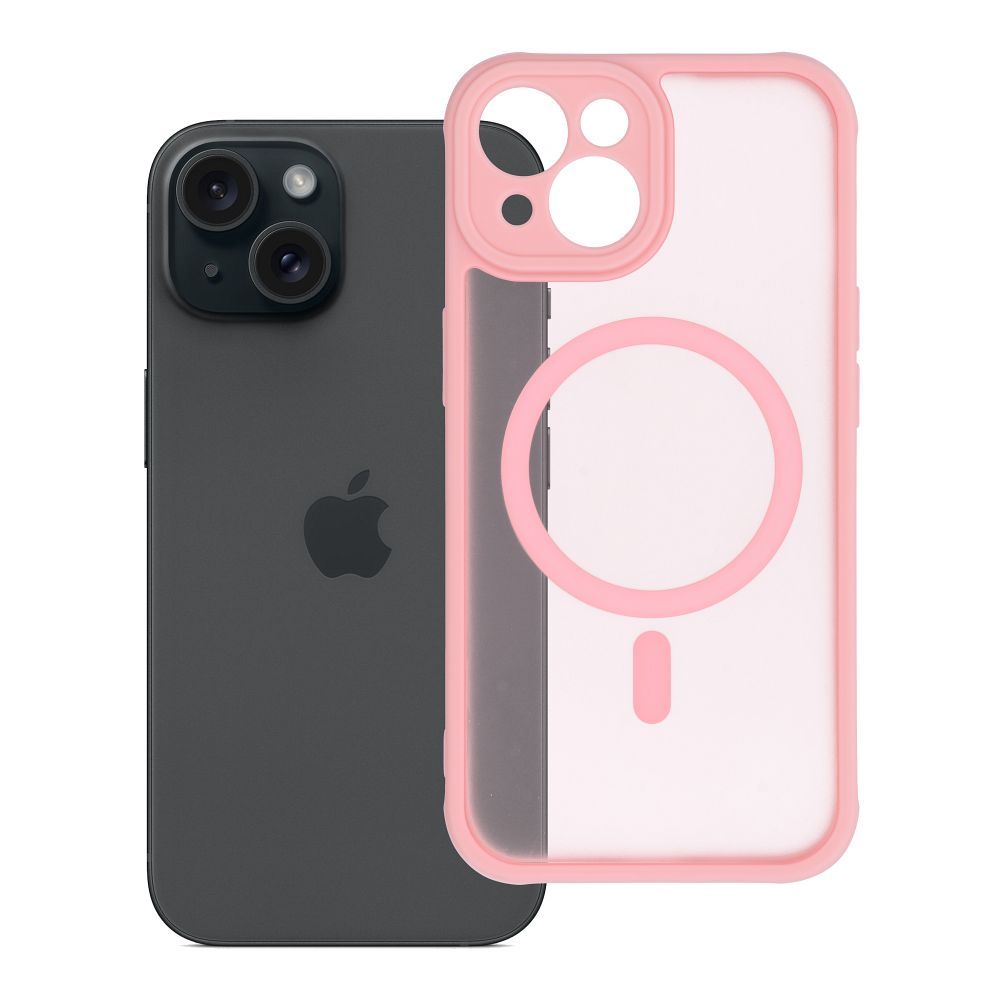 Itin matinis MAG COVER dėklas telefonui su MagSafe skirtas IPHONE 15 – šviesiai rožinis