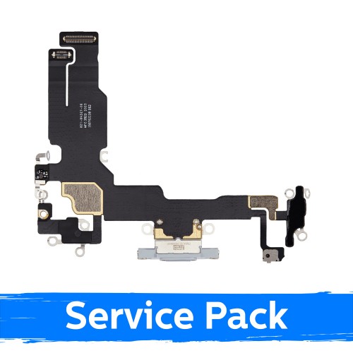 Krovimo lizdas skirtas Apple iPhone 15 su lanksčiąja jungtimi / Black / (Service Pack)