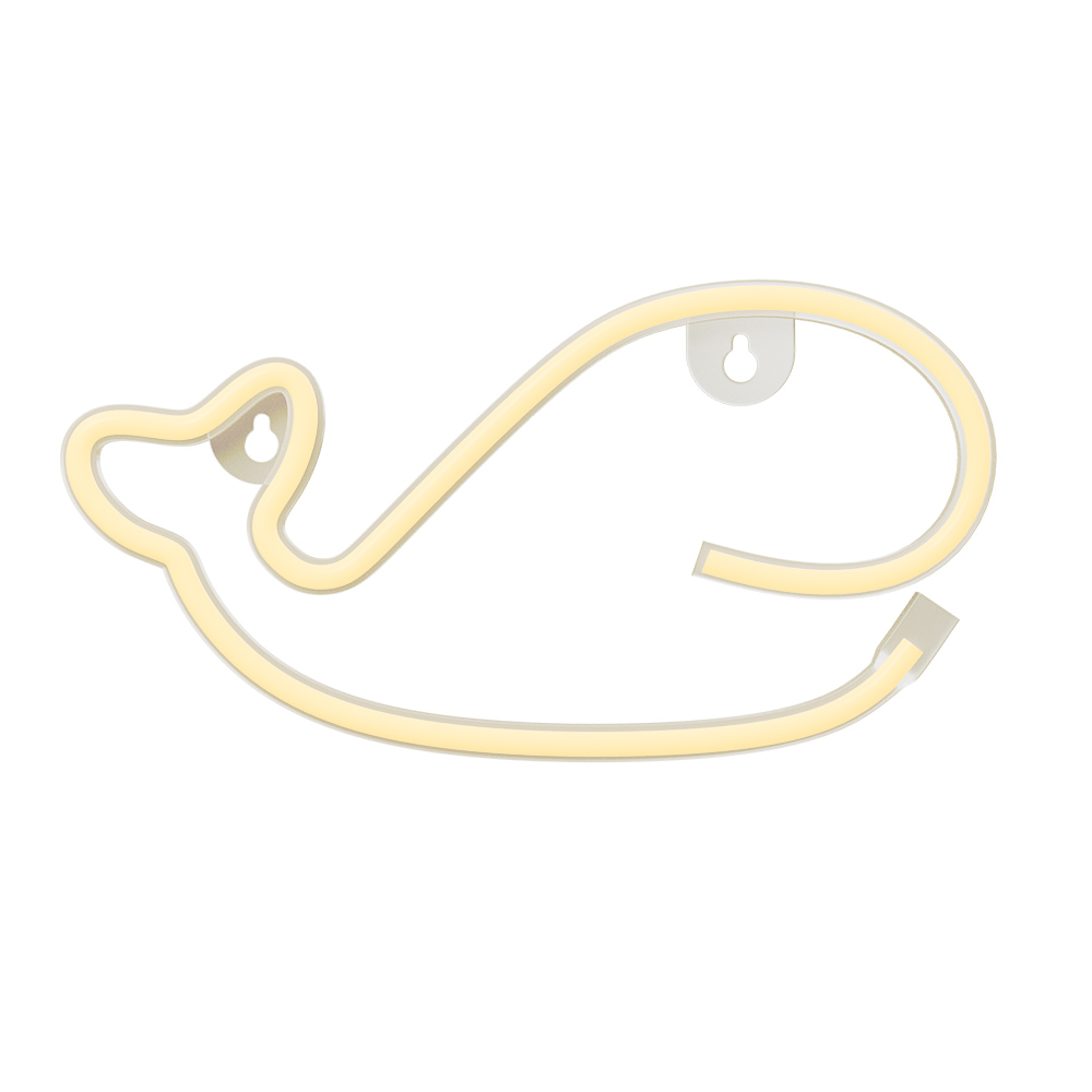 Neon LED Light WHALE warm baltas Bat + USB FLNE09 Forever Light