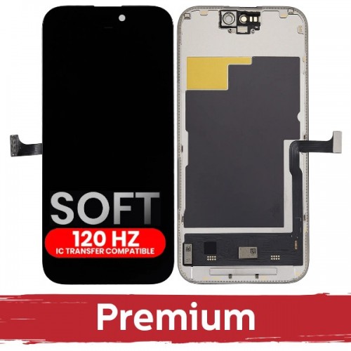 LCD ekranas suderinamas su iPhone 15 Pro juodas (SOFT OLED / Stable 120Hz / Premium) savo diagnostika
