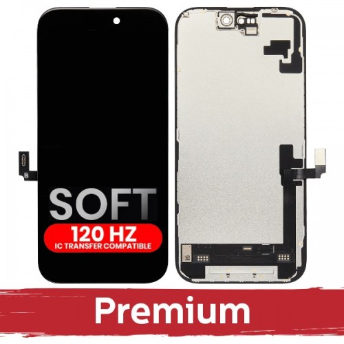 LCD ekranas suderinamas su iPhone 16 juodas (SOFT OLED / Stable 120Hz / Premium) savo diagnostika
