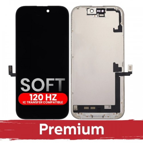 LCD ekranas suderinamas su iPhone 17 juodas (SOFT OLED / Stable 120Hz / Premium) nuimamas IC