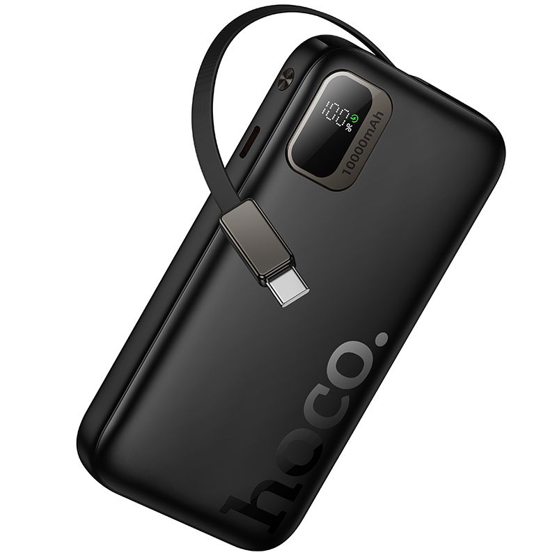 Išorinė baterija Hoco 10000 mAh QC PD 20W su ištraukiamu USB C laidu Q51 juoda