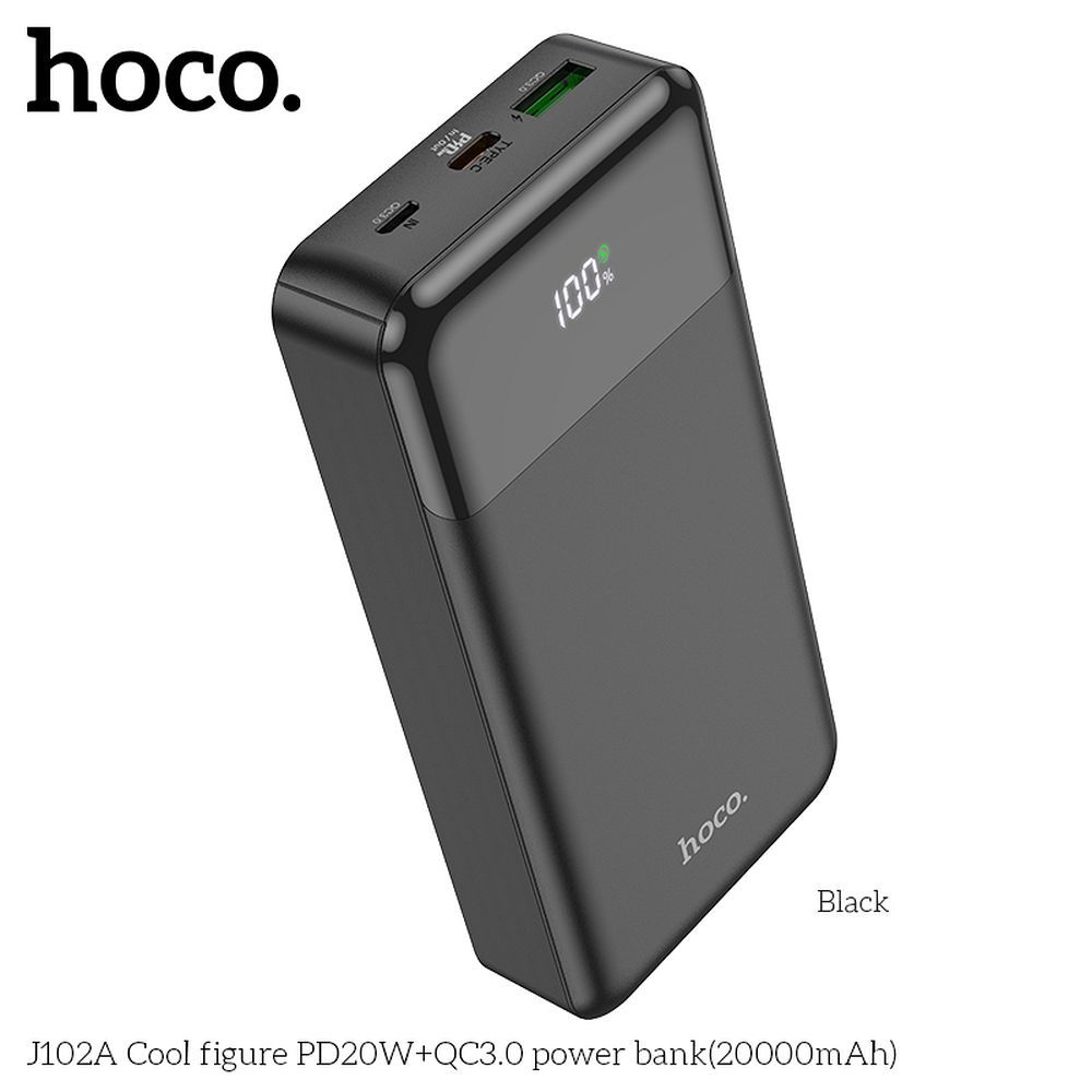 Išorinė baterija (f) Hoco 20000 mAh QC3.0 PD 3A 20W J102A juoda