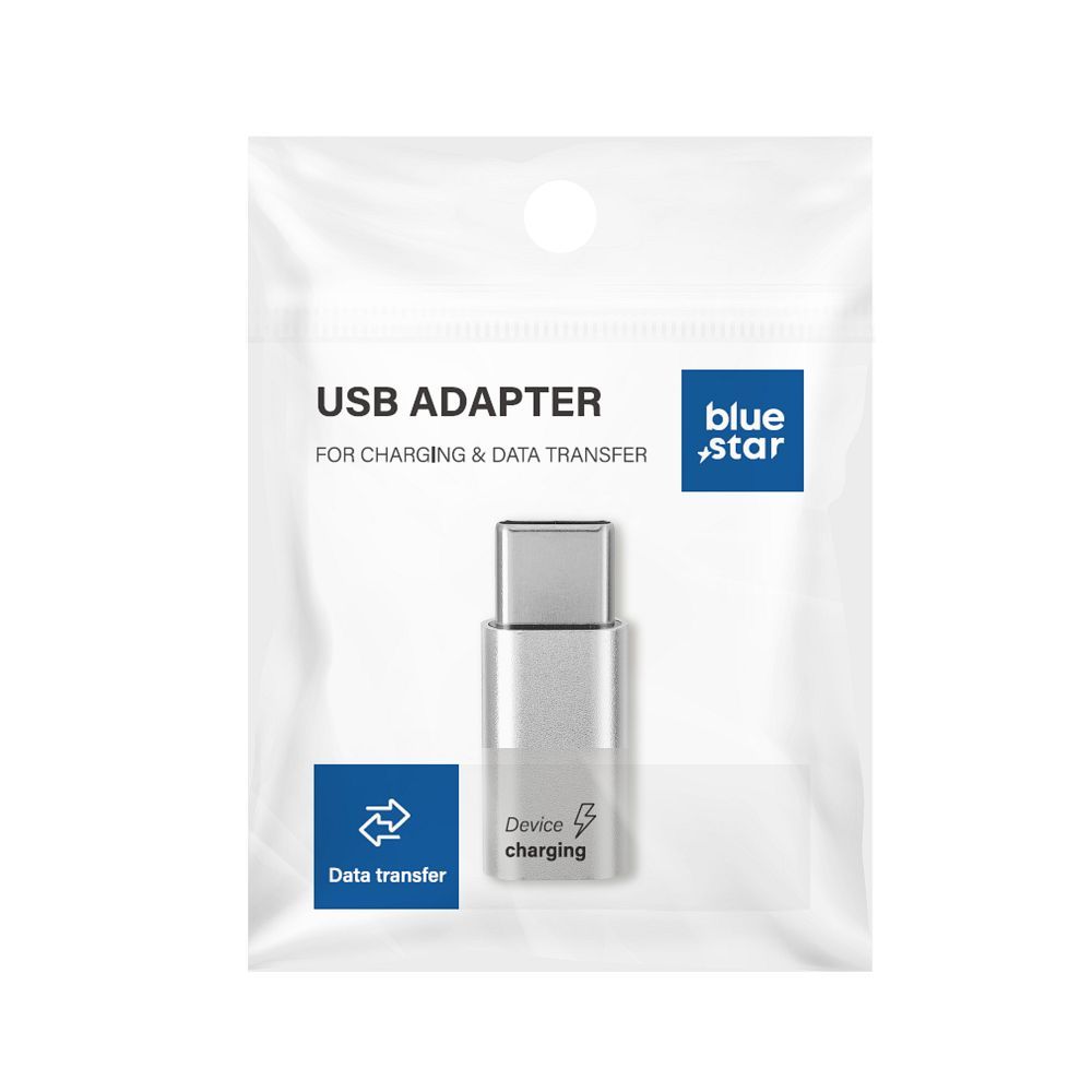 Adapteris Micro USB to Type C Blue Star - baltas