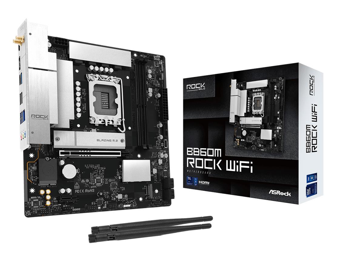 Pagrindinė plokštė|ASROCK|Intel B860|LGA 1851 (Socket V1)|micro ATX|RAM DDR5-SDRAM|2xSlots|Wi-Fi Taip|Bluetooth Taip|1xNumber of M.2 (M) slots|B860MROCKWIFI