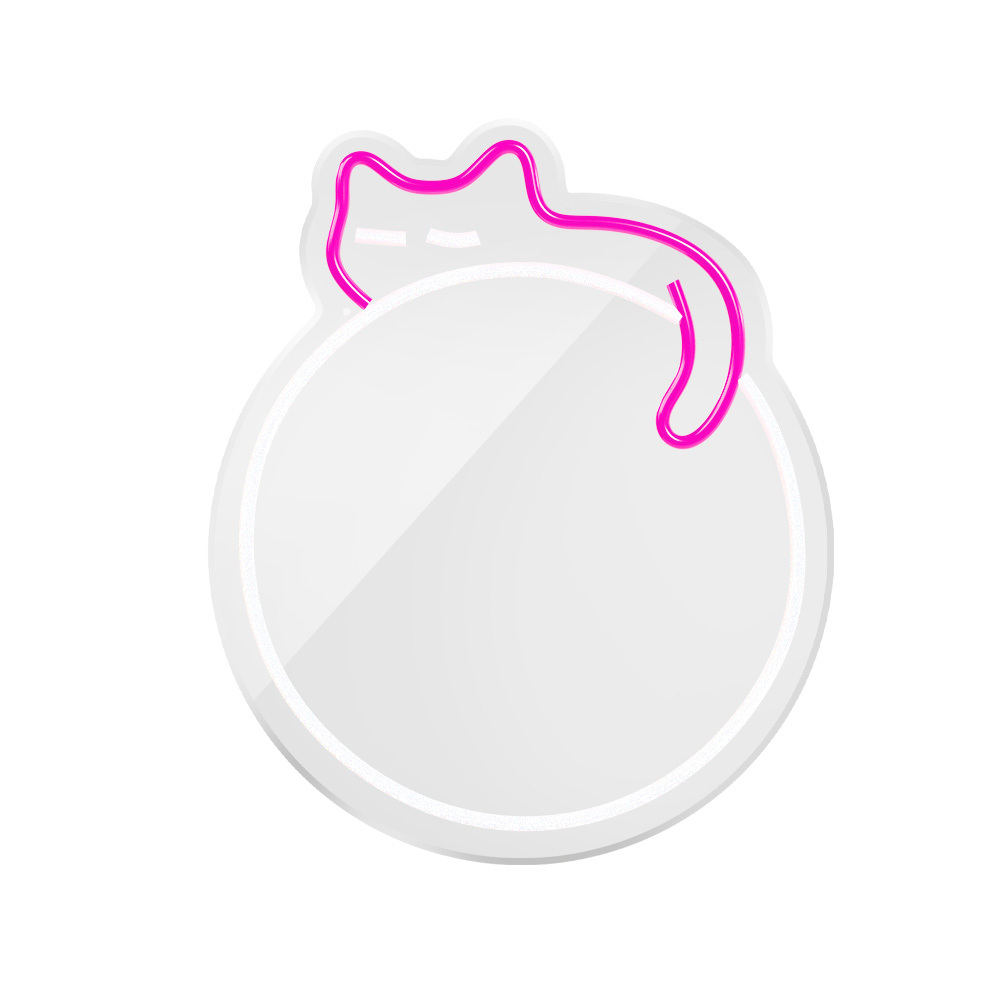 Neon MIRROR LED SLEEPING CAT baltas rožinis FMNE03 Forever Light
