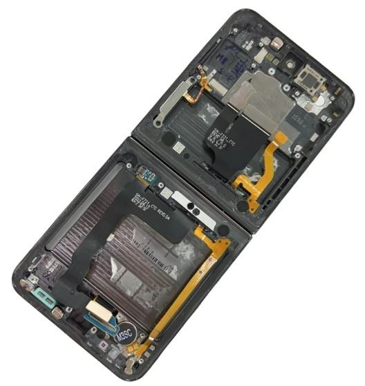 LCD ekranas Samsung F721 Z Flip4 5G su lietimui jautriu ekranu ir rėmeliu (vidinis) Phantom Black originalus (naudotas, Grade B)