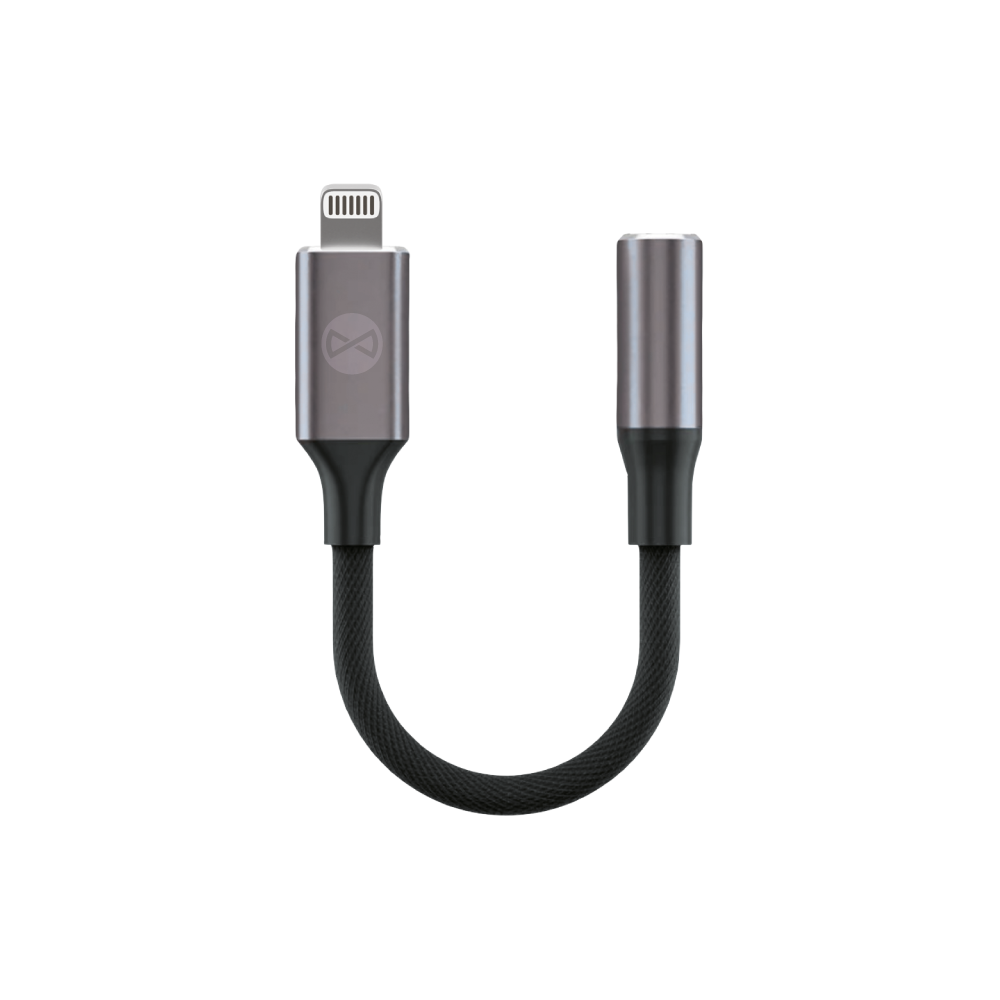 Forever adapteris audio AJL-01 3,5 mm ausinių kištukas - Lightning juodas