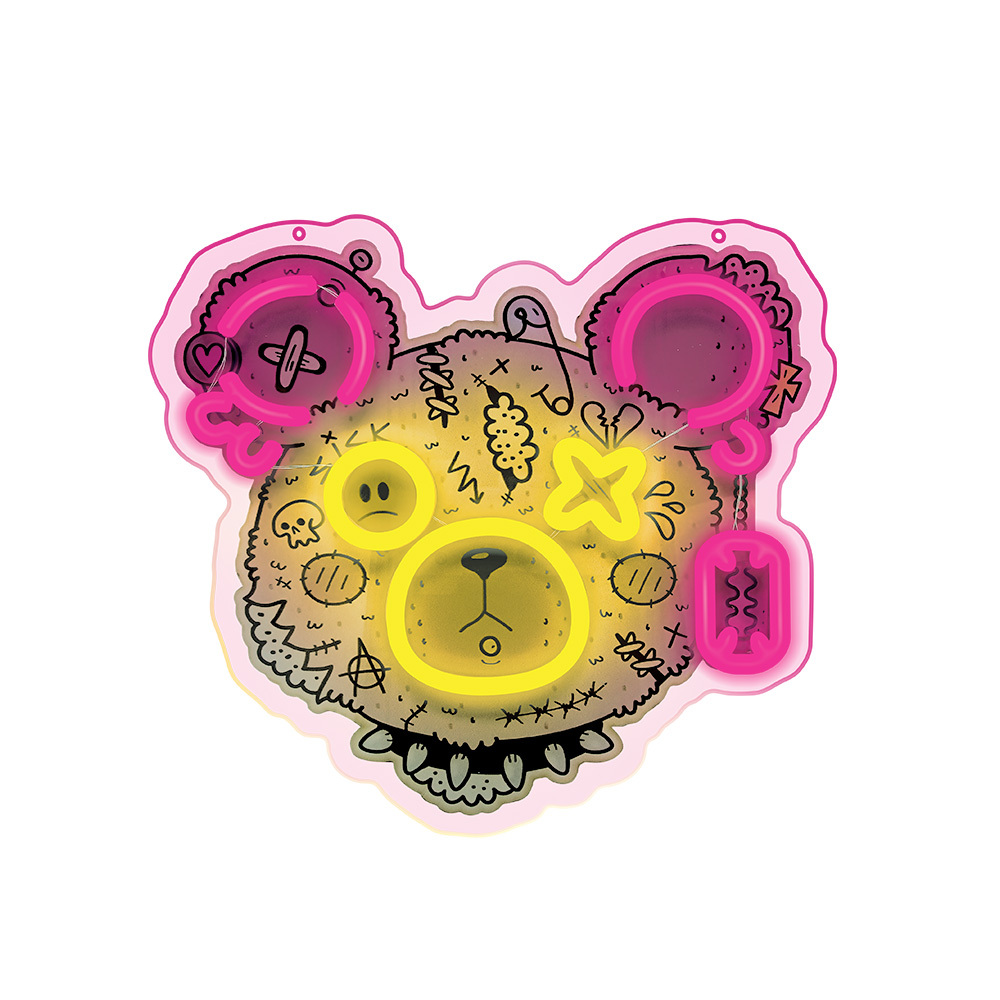 Neon ART LED PUNK TEDDY BEAR rožinis-geltonas FLA01 Forever Light