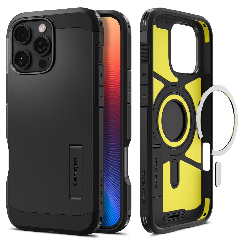 Spigen Tough Armor Magnetinis dėklas su stovu iPhone 16 Pro - juodas