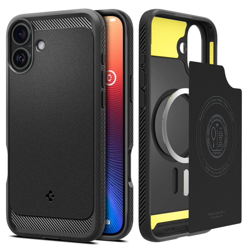 Spigen Rugged Armor Magnetinis dėklas iPhone 16 - juodas