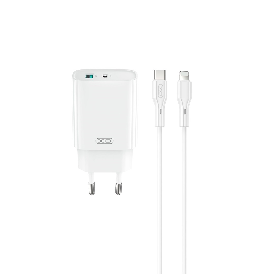 XO wall įkroviklis CE30 PD 30W 1x USB-C 1x USB baltas