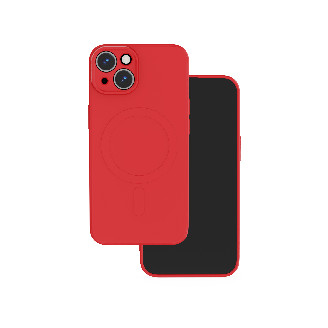 Paprastas spalvotas magnetinis dėklas telefonui iPhone 15 6,1" raudonas