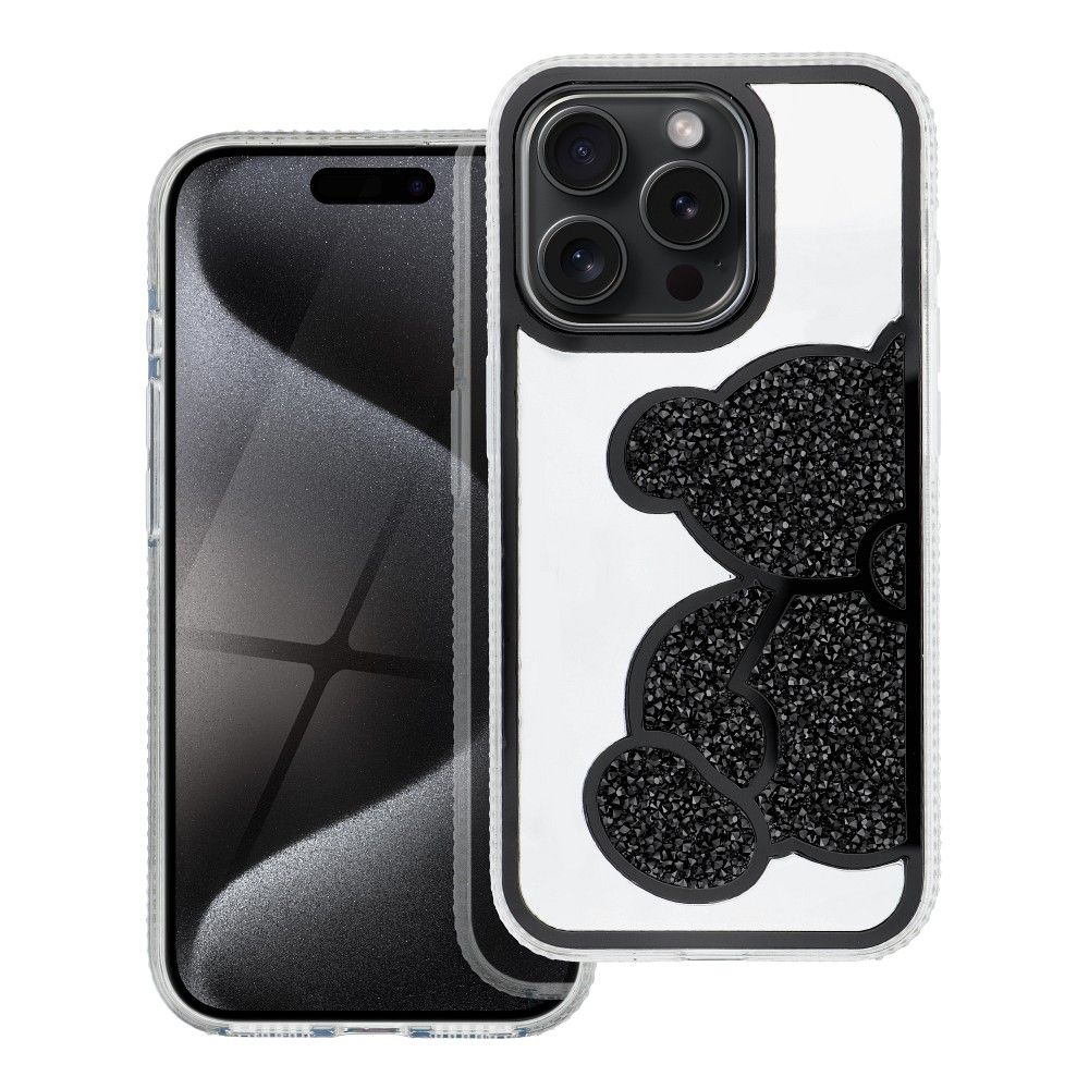 TEDDY BEAR dėklas telefonui IPHONE 15 Pro juodas