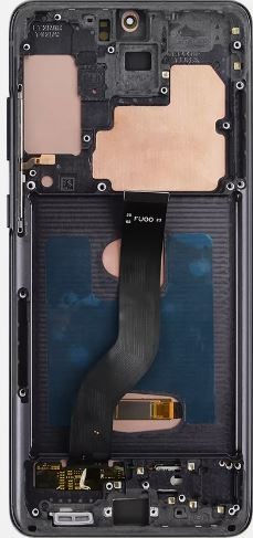 LCD ekranas Samsung G985F/G986F S20 Plus su jutikliniu ekranu ir rėmeliu Cosmic juodas OLED (tikras dydis)