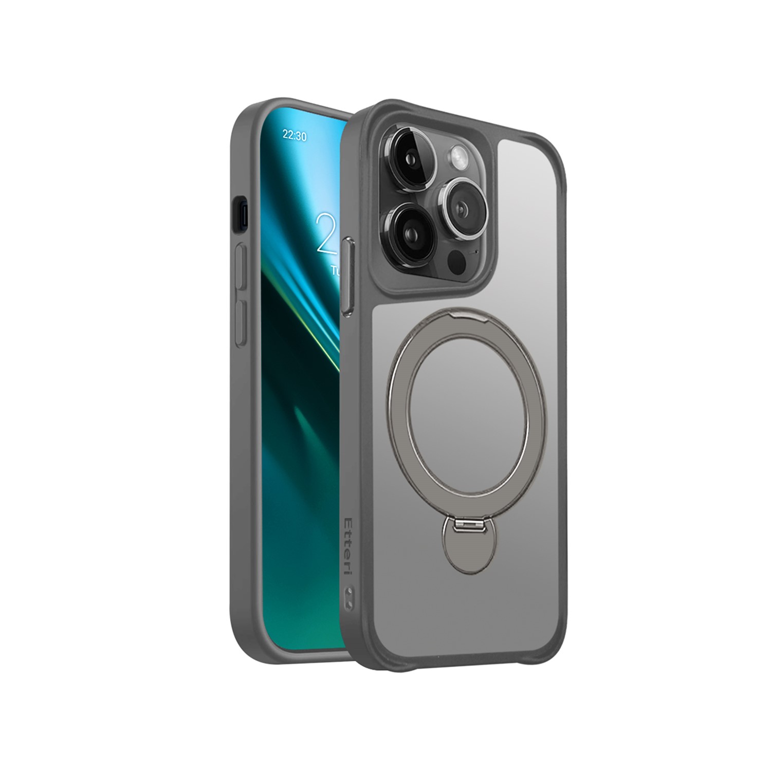 Etteri Matinis Mag Ring dėklas (m) telefonui iPhone 14 Pro 6,1 pilkas (m)