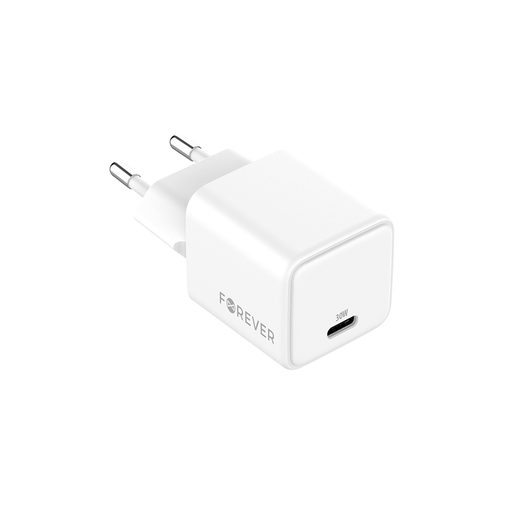 "Forever TC-08-30C GaN PD įkroviklis 1x USB-C 30W, baltas