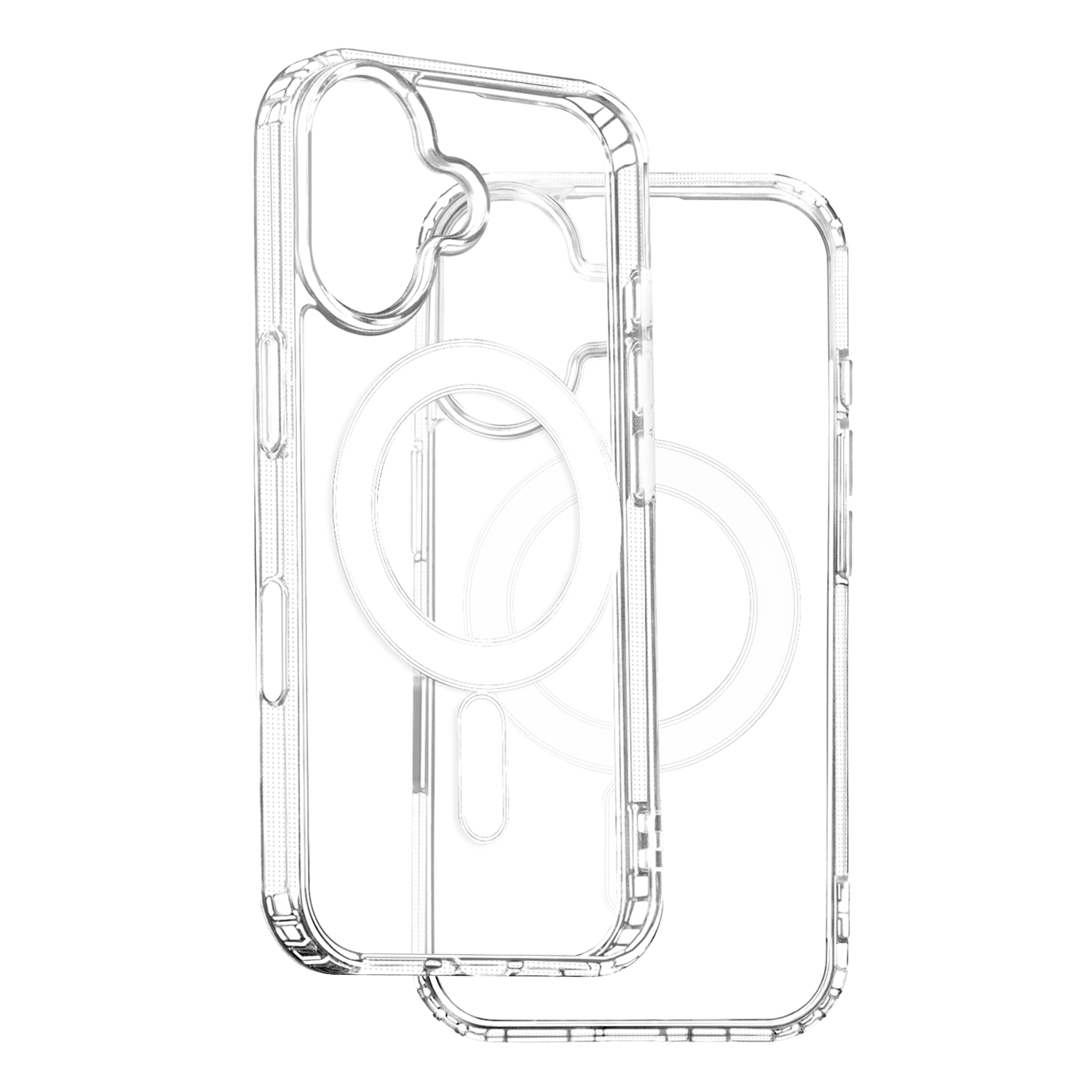 Anti Shock 1,5 mm Mag dėklas for iPhone 16 Pro 6,3" skaidrus big hole + button