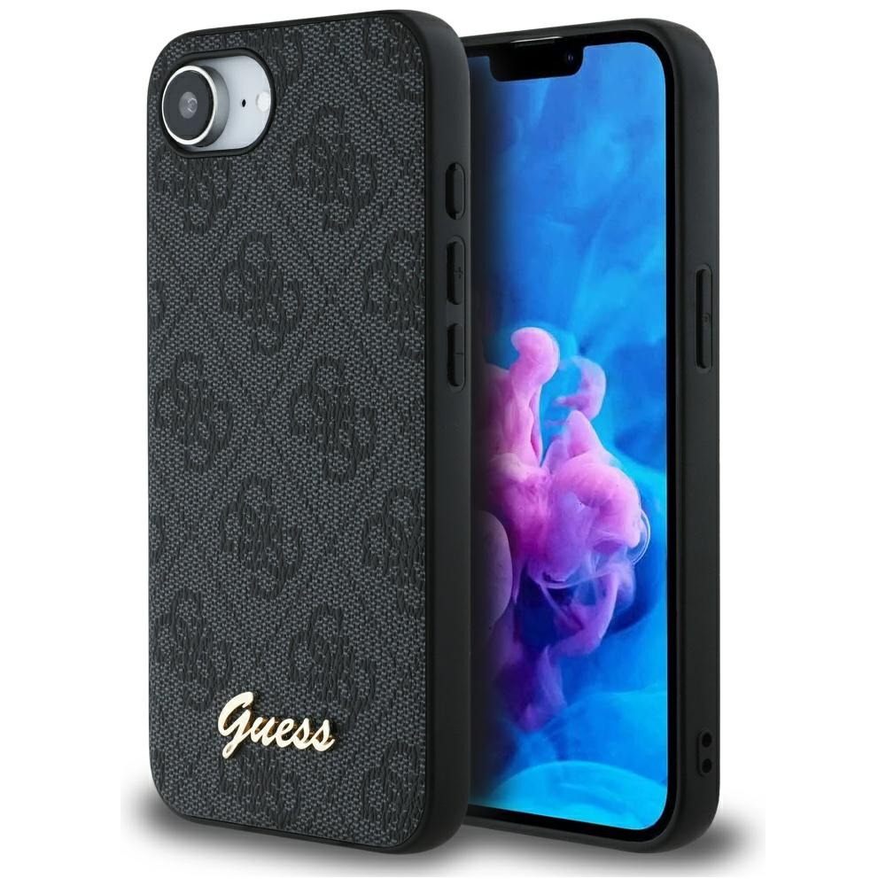 Guess 4G Script Logo MagSafe dėklas telefonui iPhone 16e - juodas
