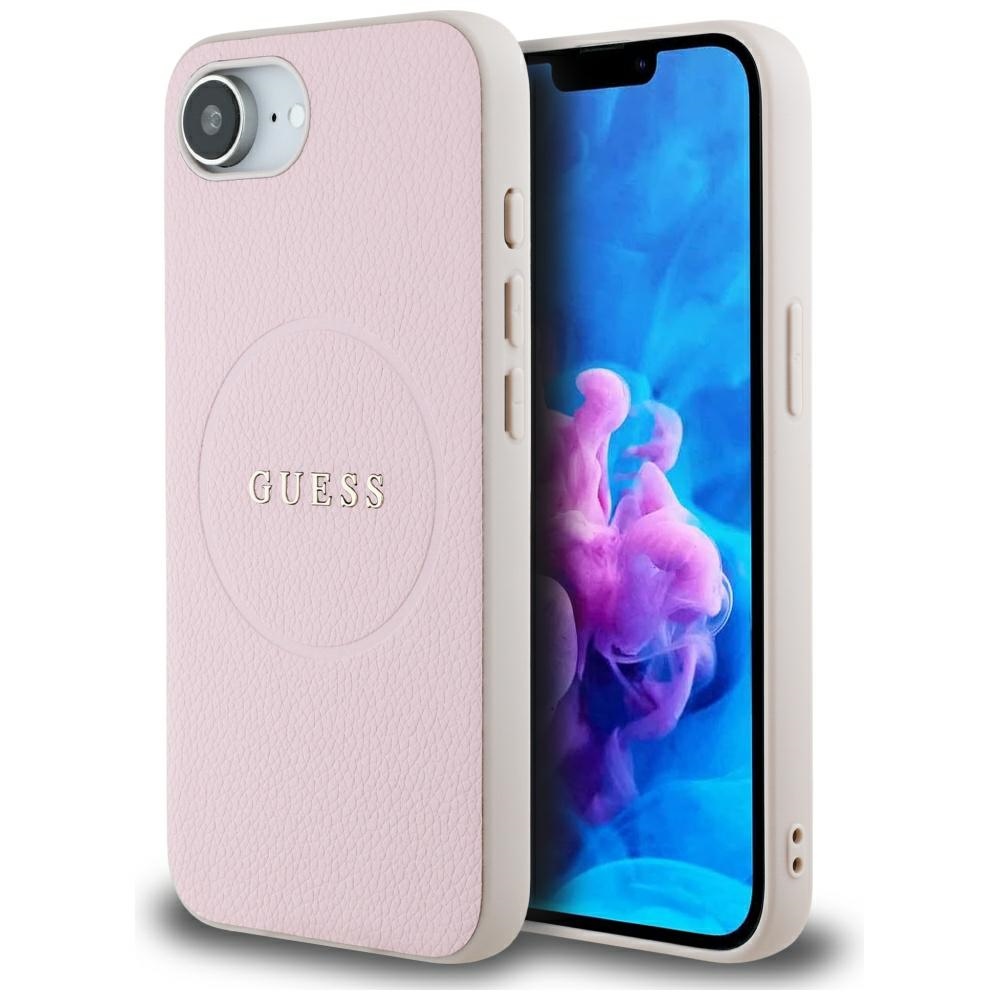 Чехол Guess Grained Ring MagSafe для iPhone 16e - розовый
