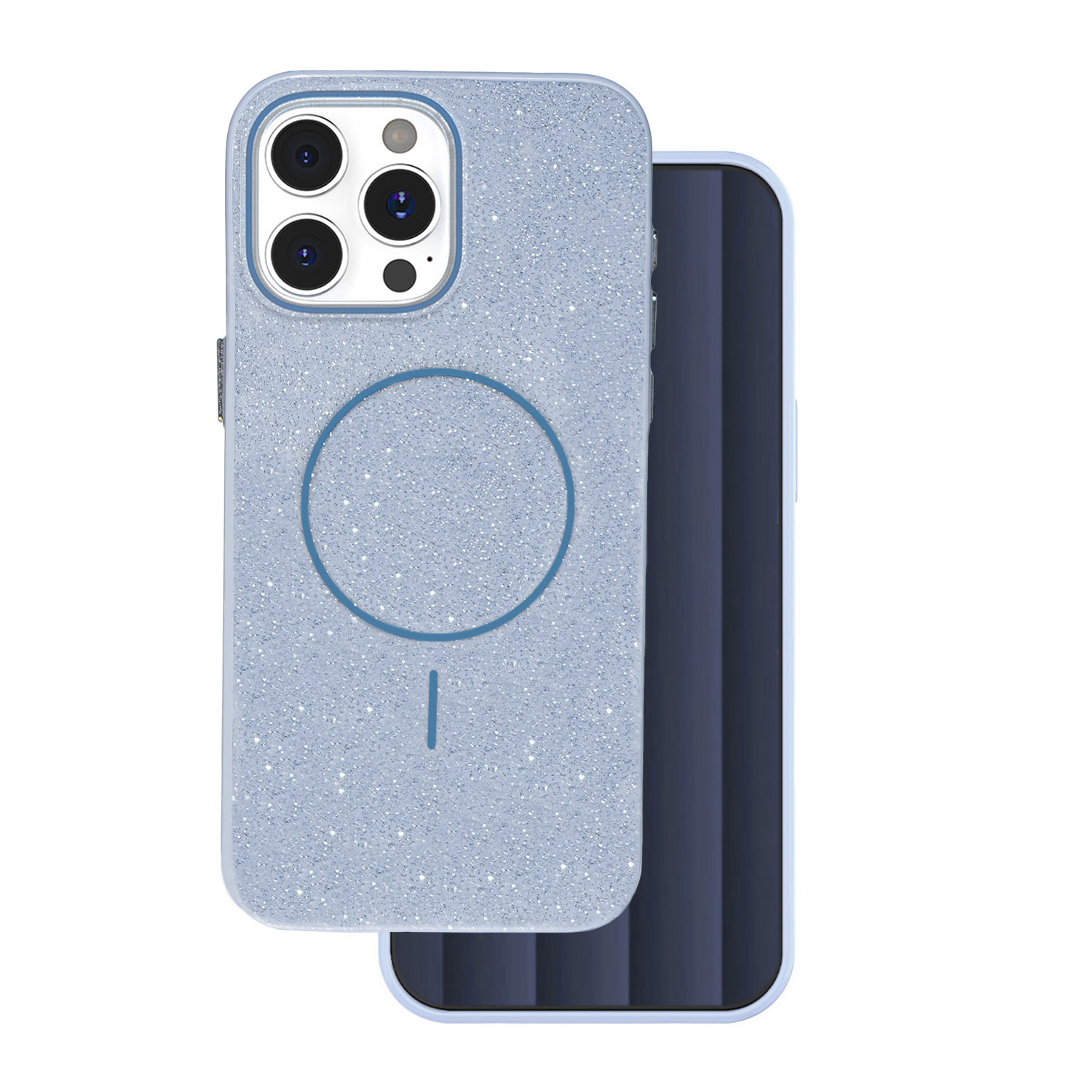 Glitter Thin Mag dėklas for iPhone 16 Pro 6,3" mėlynas